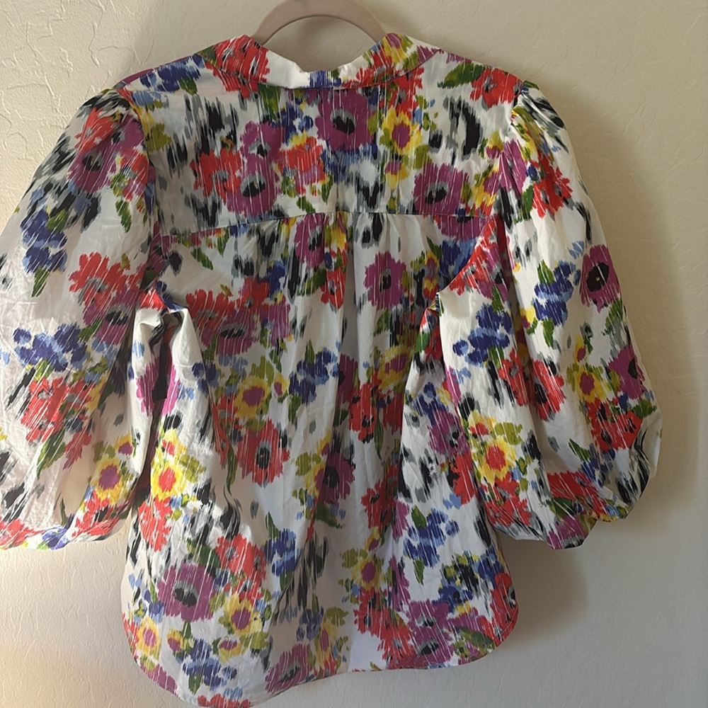 Maeve Multicolor Floral Button-Down Shirt (White Base) - Picture 9 of 9